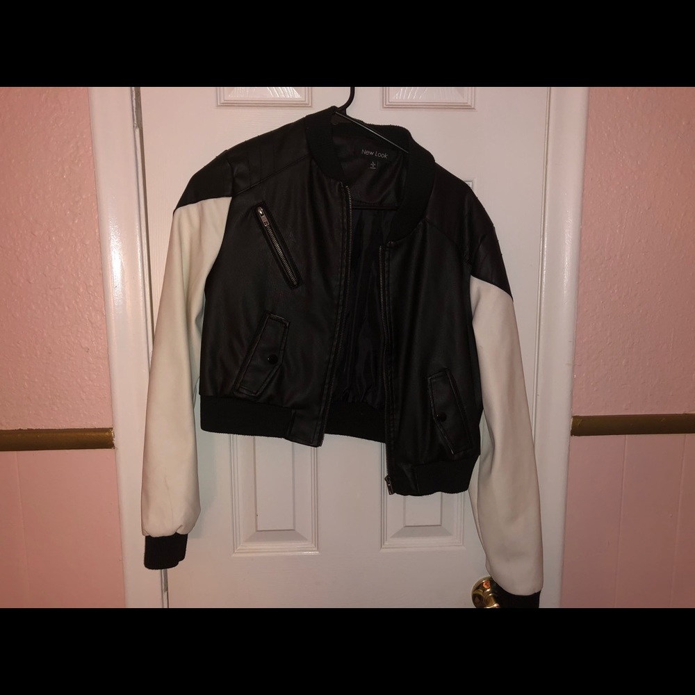 Leather black and white jacket